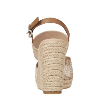Tommy Hilfiger beige high heeled fabric sandals - heel height 10.5cm 