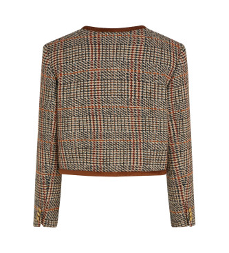 Tommy Hilfiger Bruin geruit jasje van tweed wolmix