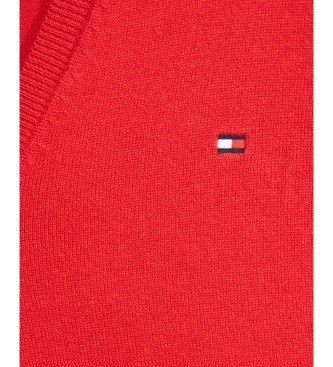 Tommy Hilfiger Heritage pulover z V-izrezom rdeča