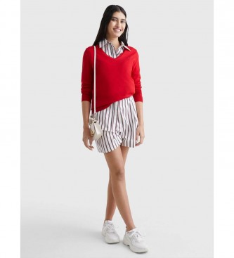 Tommy Hilfiger Maglione rosso con scollo a V Heritage