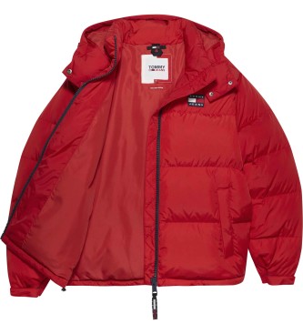 Tommy Jeans Pikowana kurtka z kapturem Alaska czerwona