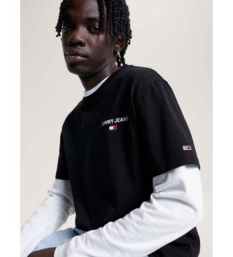 Tommy Jeans T-shirt avec logo au dos et coupe noire classique
