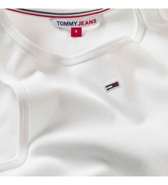 Tommy Jeans Essential geripptes rmelloses T-shirt wei
