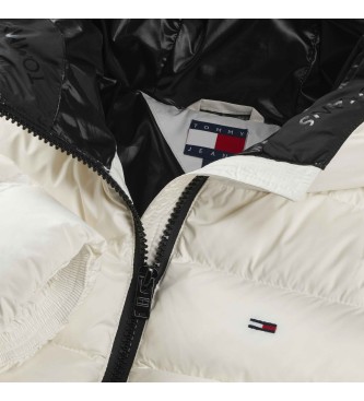 Tommy Jeans Beżowa pikowana kurtka puchowa z kapturem
