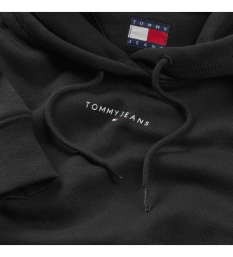 Tommy Jeans Felpa con cappuccio con logo lineare nero