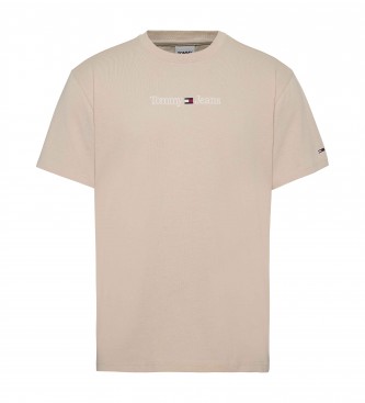 Tommy Jeans Klasyczna koszulka z logo w kolorze beżowym