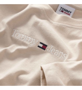 Tommy Jeans T-shirt com logtipo linear bege