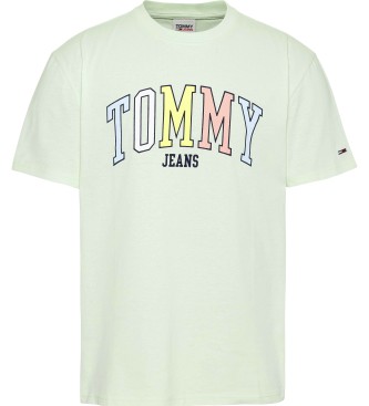 Tommy Jeans T-shirt verde com logtipo da Universidade
