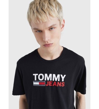Tommy Jeans Puur Katoen Logo T-shirt zwart