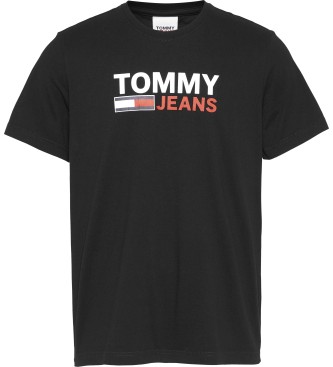 Tommy Jeans T-shirt logo en coton pur noir