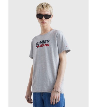 Tommy Jeans T-shirt cinzenta com logotipo de algodo puro