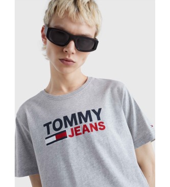 Tommy Jeans T-shirt grigia in puro cotone con logo