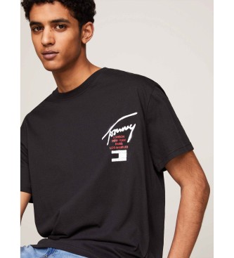 Tommy Jeans Rundhals-T-Shirt mit schwarzem Logo