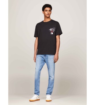 Tommy Jeans T-shirt met ronde hals en zwart logo