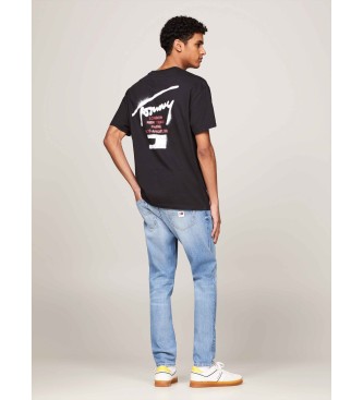 Tommy Jeans T-shirt met ronde hals en zwart logo