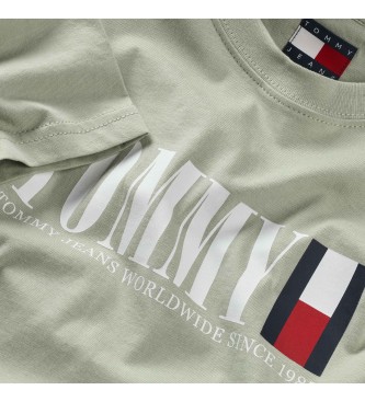 Tommy Jeans Rundhals-T-Shirt mit grnem Logo