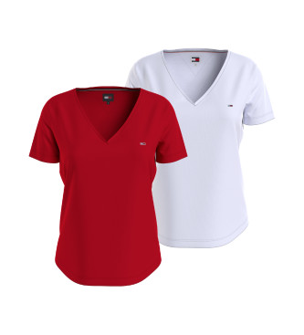 Tommy Jeans Set van twee v-hals t-shirts rood, wit