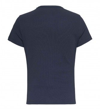 Tommy Jeans Osnovna majica z rebrastim vzorcem Navy