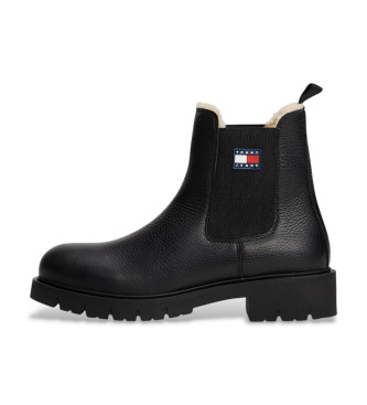 Tommy Jeans Stivaletti Chelsea in pelle foderata nera