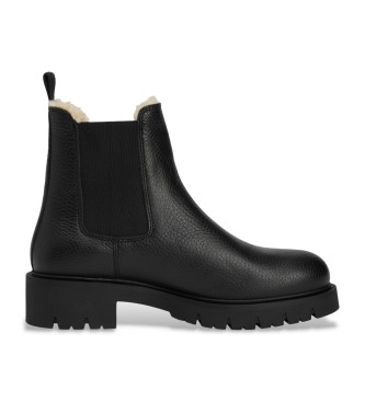 Tommy Jeans Stivaletti Chelsea in pelle foderata nera