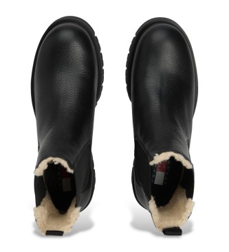Tommy Jeans Stivaletti Chelsea in pelle foderata nera