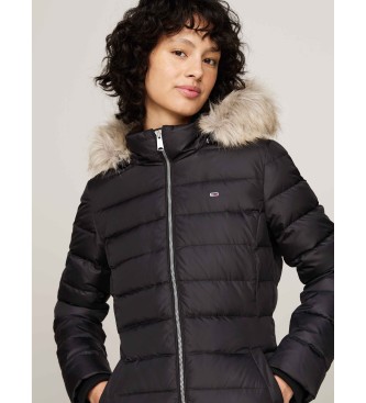 Tommy Jeans Abrigo puffer Essential Hooded Down negro