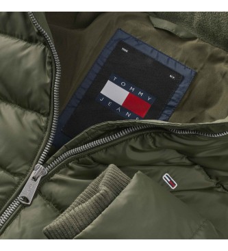 Tommy Jeans Donzen jack met capuchon en groene biezen