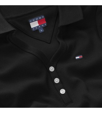 Tommy Jeans Kleid schmaler V-Ausschnitt schwarz