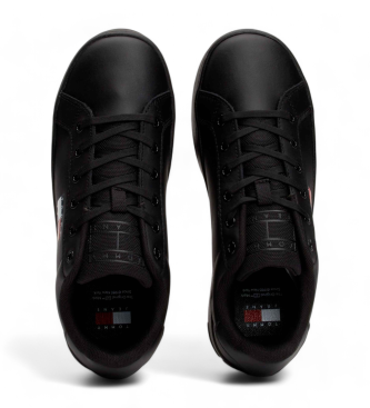 Tommy Jeans Sneakers in pelle nera con plateau