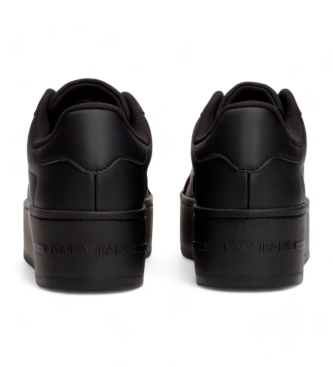 Tommy Jeans Sneakers in pelle nera con plateau