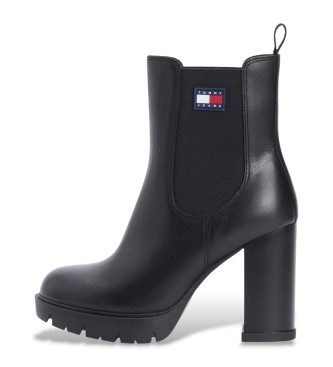 Tommy Jeans Elegantni usnjeni gležnjarji črne barve