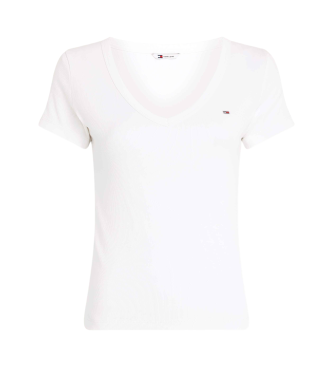 Tommy Jeans T-shirt essenziale con scollo a V bianca