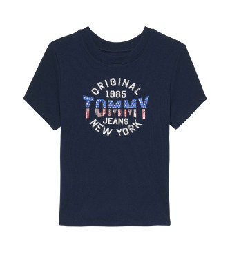 Tommy Jeans Geripptes T-Shirt mit Logo NY navy