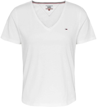 Tommy Jeans T-shirt de pescoço em V esguio branca