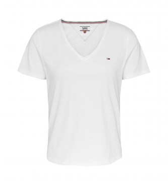 Tommy Jeans T-shirt mince à col en V, blanc