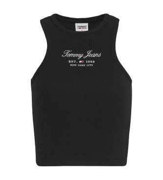 Tommy Jeans T-shirt Essential slim fit sem mangas preta