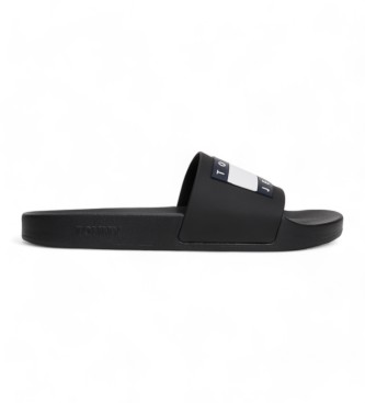 Tommy Hilfiger Black logo-embossed flip-flops