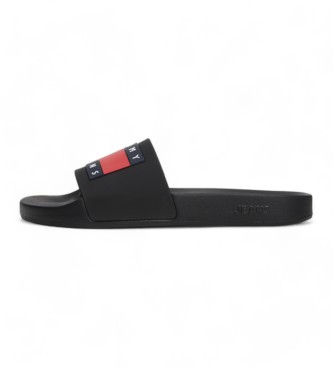 Tommy Hilfiger Black logo-embossed flip-flops