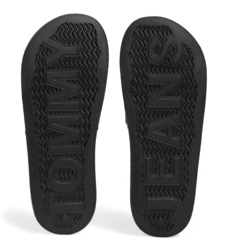 Tommy Hilfiger Black logo-embossed flip-flops