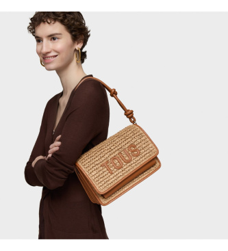 TOUS Sac � bandouli�re Audree Rafia marron moyen