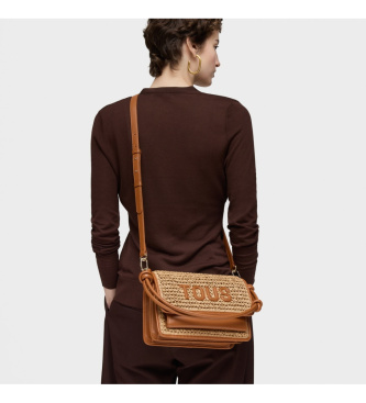 TOUS Sac � bandouli�re Audree Rafia marron moyen