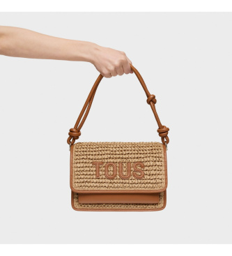 TOUS Sac � bandouli�re Audree Rafia marron moyen
