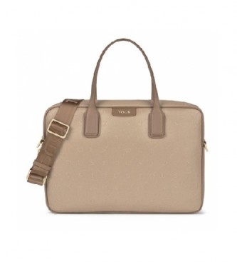 Tous Script Day Briefcase Taupe brown