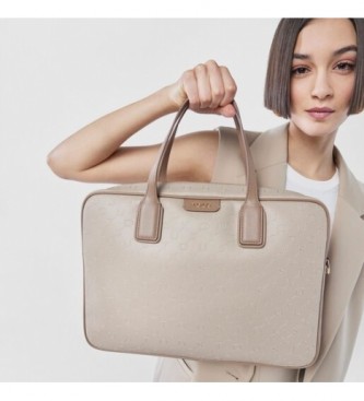 Tous Script Day Briefcase Taupe brown