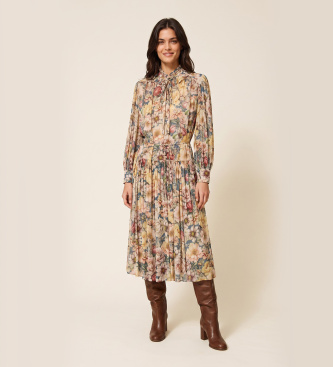 Twinset Lang blomsterprint kjole i crepe med flerfarvet mønster