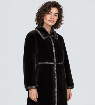 Twinset Casaco de pele sintética com colarinho clássico preto