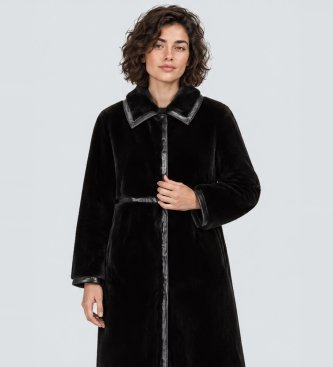 Twinset Casaco de pele sintética com colarinho clássico preto