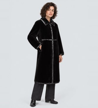 Twinset Casaco de pele sintética com colarinho clássico preto
