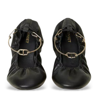 Twinset Ballerine in pelle nera con cinturino