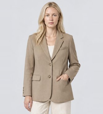 Twinset Beige blazerjacka i matt satin